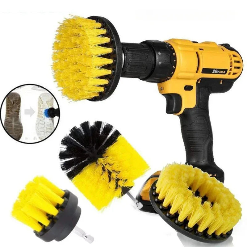 1 Set/3 PCS Electric Drill Brush Kit Plastic Round Cleaning Brush Attachment Carpet Glass Car Tires Nylon Brushes Scrubber Drill