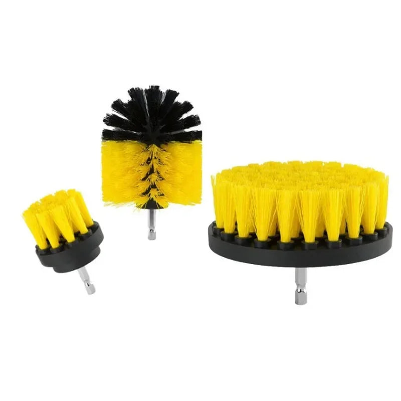 1 Set/3 PCS Electric Drill Brush Kit Plastic Round Cleaning Brush Attachment Carpet Glass Car Tires Nylon Brushes Scrubber Drill